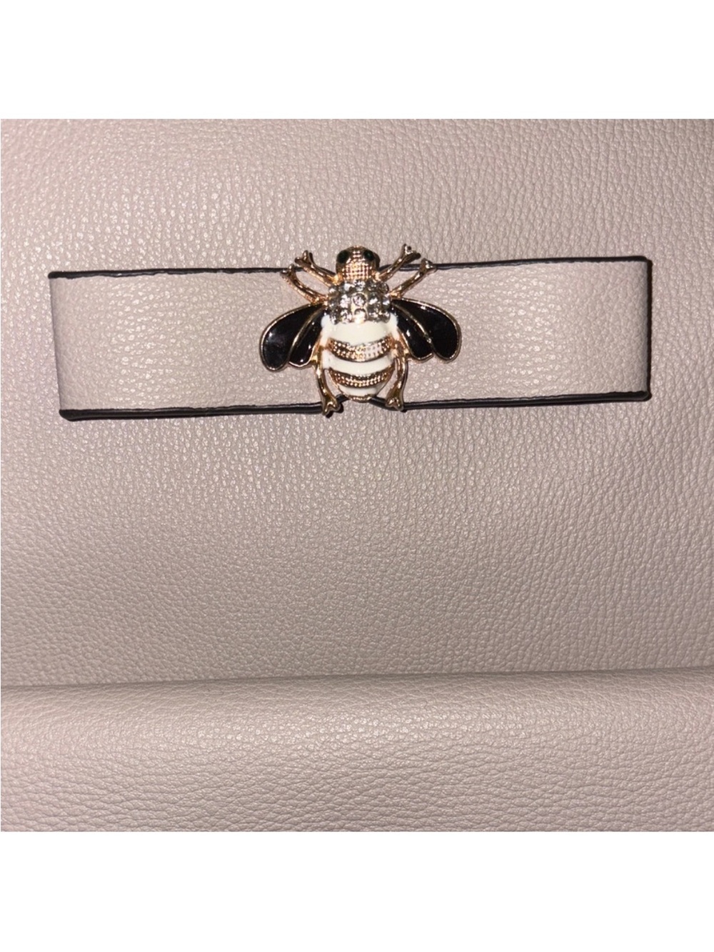 Compact Cream Mini Backpack with Bee Detail Rhinestone - Picture 2 of 5